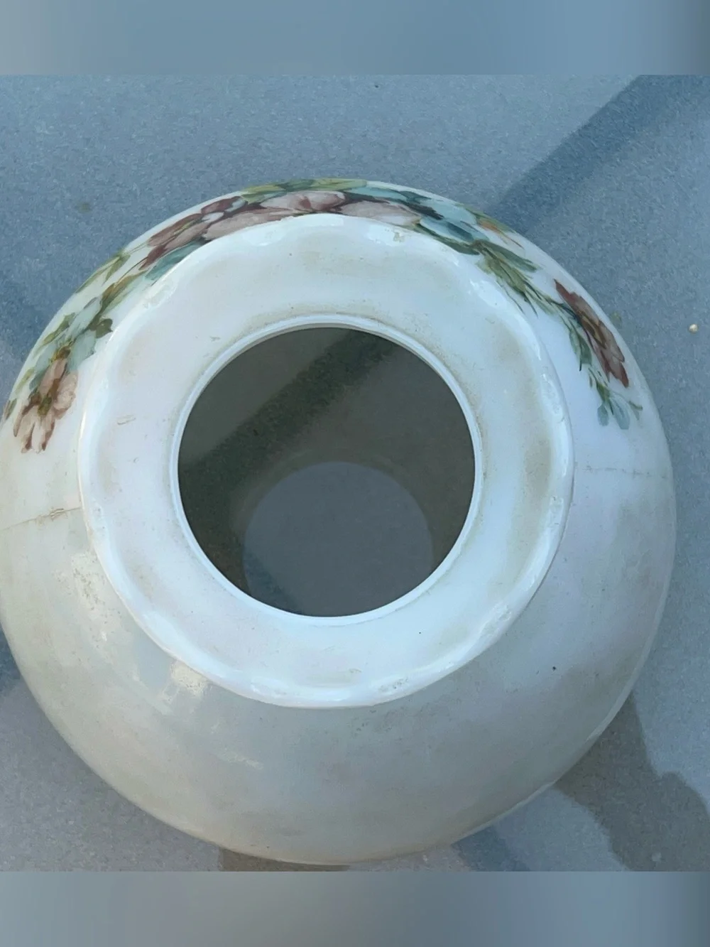 Vintage Floral Milk Glass Hurricane Lamp Shade